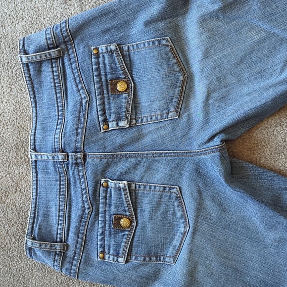 Leather trimmed flare leg jeans - Picture 5 of 10